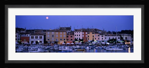 Framed Buildings, Evening, Moonrise, Rovinj, Croatia Print