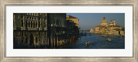 Framed High angle view of boats in a canal, Santa Maria Della Salute, Grand Canal, Venice, Italy Print