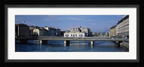 Framed Bridge over a river, Geneva, Switzerland Print