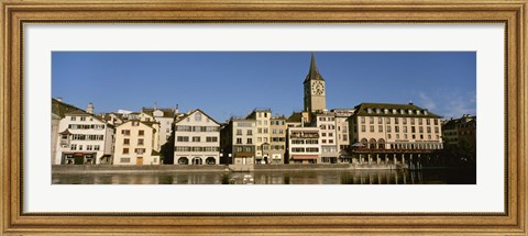 Framed Switzerland, Zurich, Buildings at the waterfront Print