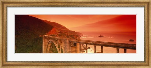 Framed High angle view of an arch bridge, Bixby Bridge, Big Sur, California, USA Print