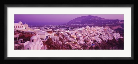 Framed Fira at dusk, Santorini, Greece Print