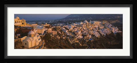 Framed High angle view of buildings in a town, Fira, Santorini, Cyclades Islands, Greece Print