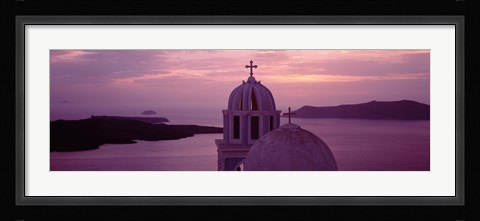 Framed Silhouette Of A Church, Santorini Church, Greece Print