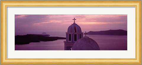 Framed Silhouette Of A Church, Santorini Church, Greece Print