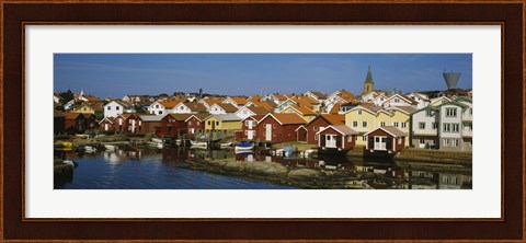 Framed High Angle View Of A Town, Smogen, Bohuslan, Sweden Print