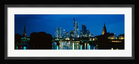 Framed Buildings at the waterfront, Frankfurt, Hesse, Germany Print