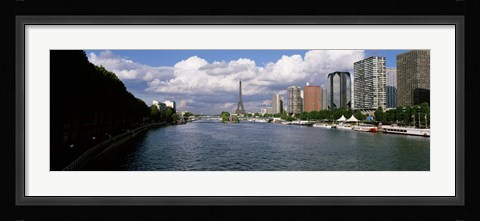 Framed Eiffel Tower Across Seine River, Paris, France Print