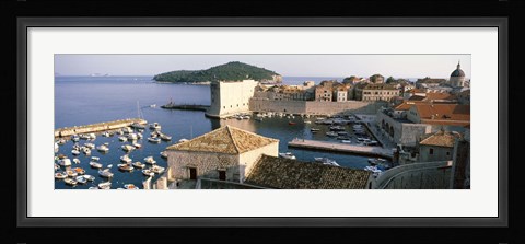 Framed Harbor Of Dubrovnik, Croatia Print