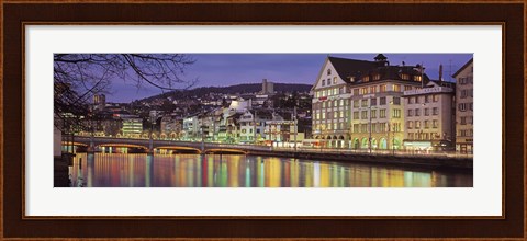 Framed Switzerland, Zurich, River Limmat, view of buildings along a river Print