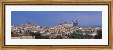 Framed Aerial view of a city, Alcazar, Toledo, Spain Print