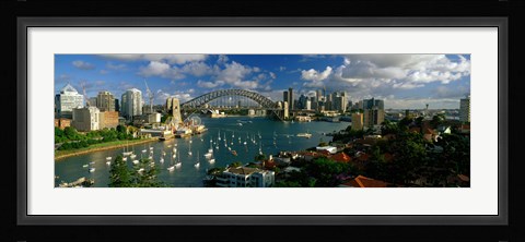 Framed Harbor And City And Bridge, Sydney, Australia Print