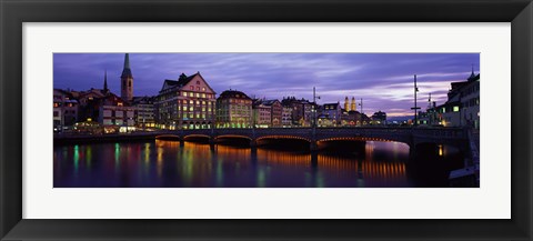 Framed River Limmat Zurich Switzerland Print