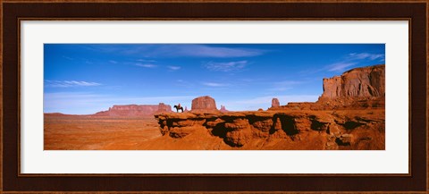 Framed Person riding a horse on a landscape, Monument Valley, Arizona, USA Print