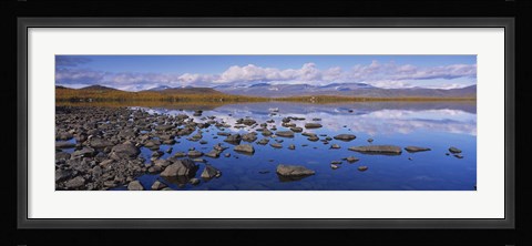 Framed Rocks and pebbles in a lake, Torne Lake, Lapland, Sweden Print
