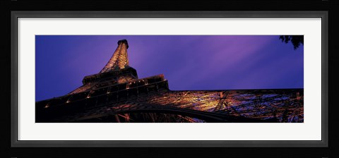 Framed Looking Up at the Eiffel Tower, Night Print