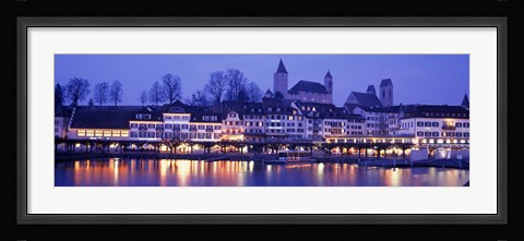 Framed Evening, Lake Zurich, Rapperswil, Switzerland Print