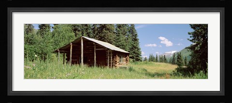 Framed Log Cabin In A Field, Kenai Peninsula, Alaska, USA Print