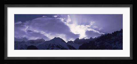 Framed Switzerland, Canton Glarus, View of clouds over snow covered peaks Print