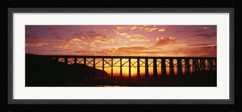 Framed Silhouette of a railway bridge, Pudding Creek Bridge, Fort Bragg, California, USA Print