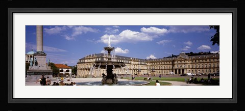 Framed Fountain in front of a palace, Schlossplatz, Stuttgart, Germany Print