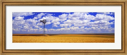 Framed Windmill Wheat Field, Othello, Washington State, USA Print