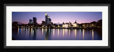 Framed Skyline In Evening, Main River, Frankfurt, Germany Print