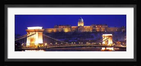 Framed Chain Bridge, Royal Palace, Budapest, Hungary Print