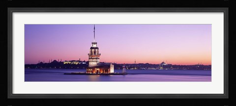 Framed Sunset Lighthouse Istanbul Turkey Print