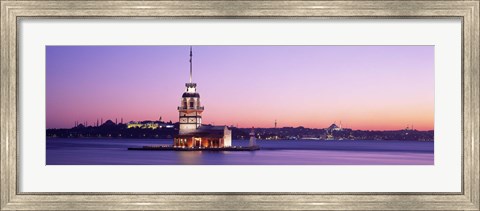 Framed Sunset Lighthouse Istanbul Turkey Print