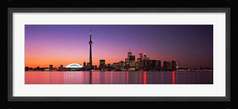 Framed Reflection of buildings in water, CN Tower, Toronto, Ontario, Canada Print