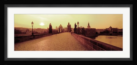 Framed Charles Bridge, Prague, Czech Republic, Sepia View Print