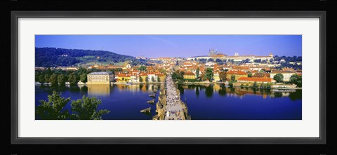 Framed Charles Bridge, Prague, Czech Republic, Blue Sky Print