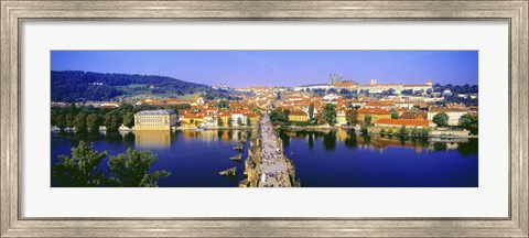 Framed Charles Bridge, Prague, Czech Republic, Blue Sky Print
