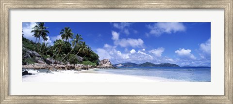 Framed Beach on La Digue Island Seychelles Print