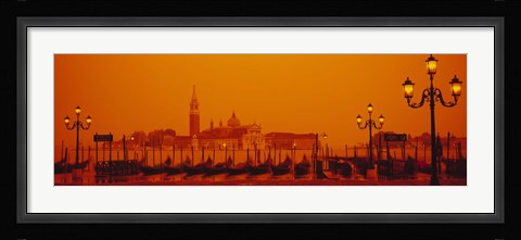 Framed Gondolas moored at a dock, San Giorgio Maggiore, Venice, Italy Print