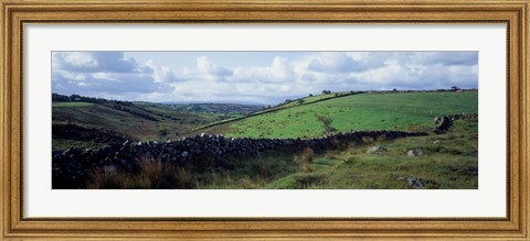 Framed Stone wall on a landscape, Republic of Ireland Print