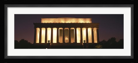 Framed Lincoln Memoria Lit Up at Night Print