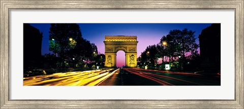 Framed France, Paris, Arc de Triomphe (night) Print