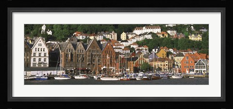 Framed Boats on the Water, Bergen, Norway Print
