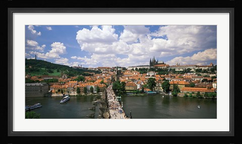 Framed Aerial view of Charles Bridge Prague Czech Republic Print