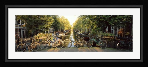 Framed Bicycles On Bridge Over Canal, Amsterdam, Netherlands Print