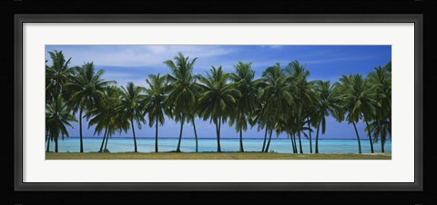 Framed Palms &amp; lagoon Aitutaki Cook Islands Print