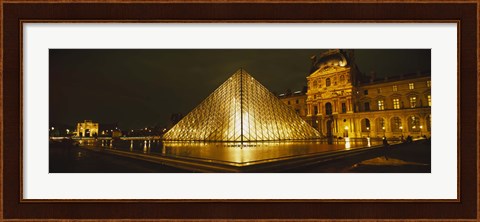 Framed Museum lit up at night, Musee Du Louvre, Paris, France Print