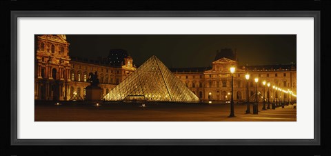 Framed Louvre Lit Up at Night, Paris, France Print