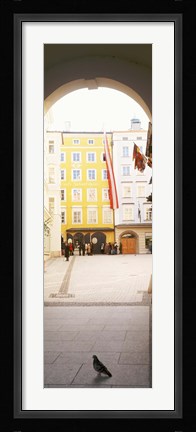 Framed Facade of a building, Birthplace Of Wolfgang Amadeus Mozart, Getreidegasse, Salzburg, Austria Print