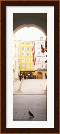 Framed Facade of a building, Birthplace Of Wolfgang Amadeus Mozart, Getreidegasse, Salzburg, Austria Print