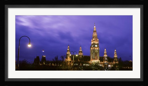 Framed Austria, Vienna, Rathaus, night Print
