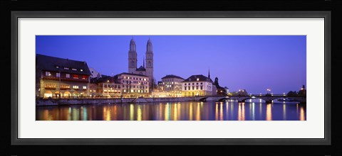 Framed Commercial District, Limmatquai, Zurich, Switzerland Print