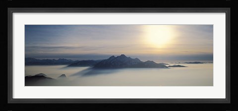 Framed Switzerland, Luzern, Pilatus Mountain, Panoramic view of mist around a mountain peak Print